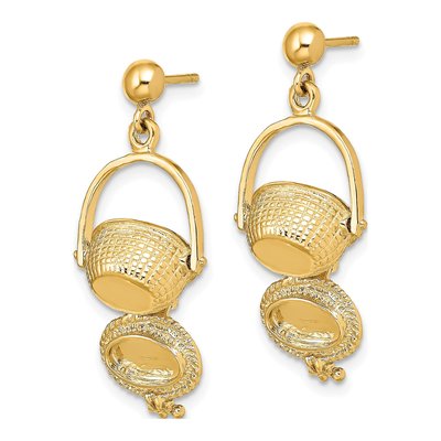 14K Yellow Gold 3-D Nantucket Basket Dangle Earrings – view 6