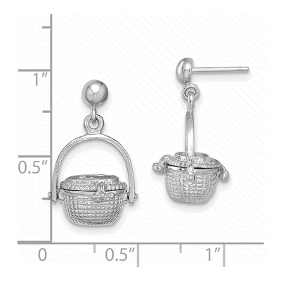14K White Gold 3-D Nantucket Basket Dangle Earrings – view 3