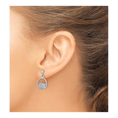 14K White Gold 3-D Nantucket Basket Dangle Earrings – view 4