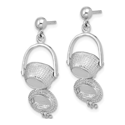 14K White Gold 3-D Nantucket Basket Dangle Earrings – view 5