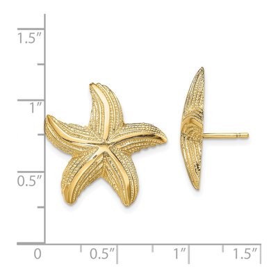 14K Yellow Gold Starfish Stud Earrings – view 4