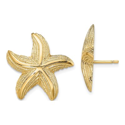 14K Yellow Gold Starfish Stud Earrings