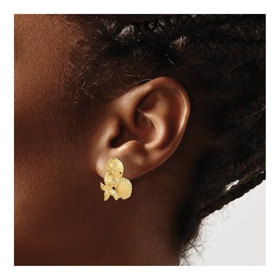 14K Yellow Gold Sand Dollar Cluster Stud Earrings – view 4
