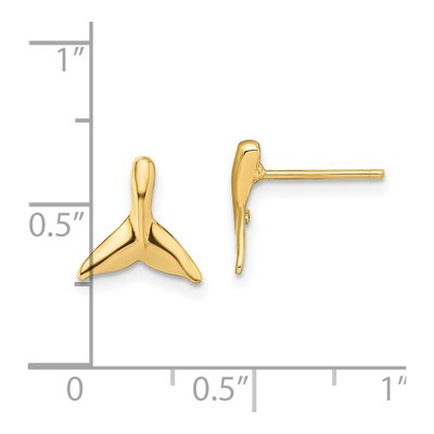 14K Yellow Gold Mini Whale Tail Stud Earrings – view 5