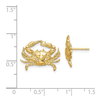 14K Yellow Gold Blue Crab Stud Earrings – view 5