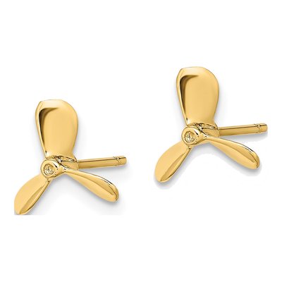 14K Yellow Gold Propeller Stud Earrings – view 3