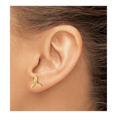 14K Yellow Gold Propeller Stud Earrings – view 4