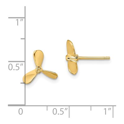 14K Yellow Gold Propeller Stud Earrings – view 5