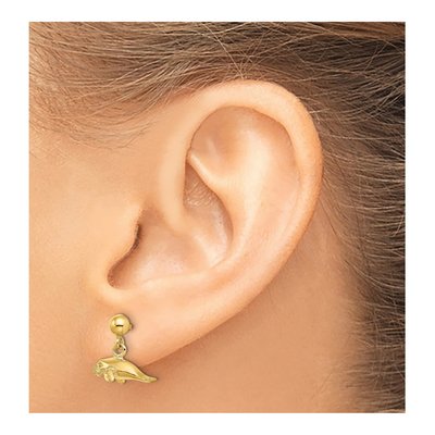 14K Yellow Gold Mini Manatee Dangle Earrings – view 4