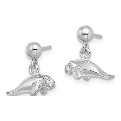 14K White Gold Mini Manatee Dangle Earrings – view 3