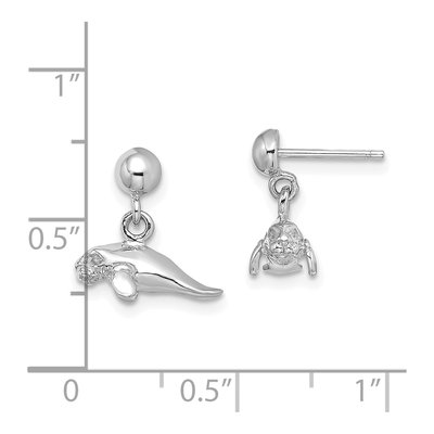 14K White Gold Mini Manatee Dangle Earrings – view 5