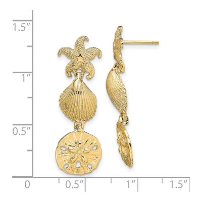 14K Yellow Gold Starfish Shell Dangle Earrings – view 5