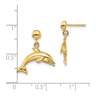 14K Yellow Gold Dolphin Dangle Earrings – view 5