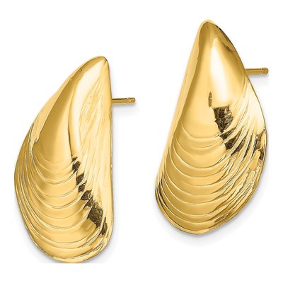 14K Yellow Gold Mussel Shell Stud Earrings – view 3