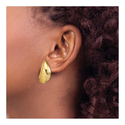 14K Yellow Gold Mussel Shell Stud Earrings – view 4