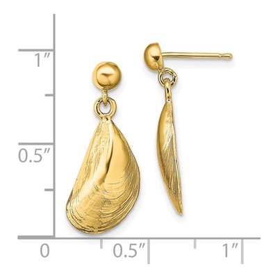 14K Yellow Gold Mussel Shell Dangle Earrings – view 5