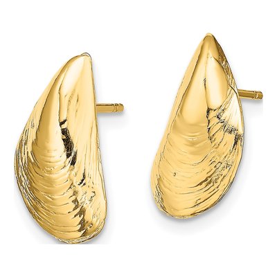 14K Yellow Gold Mussel Shell Stud Earrings – view 3
