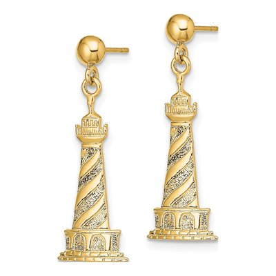 14K Yellow Gold Cape Hatteras Lighthouse Dangle Earrings – view 3
