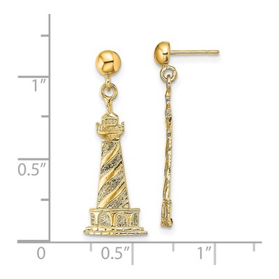 14K Yellow Gold Cape Hatteras Lighthouse Dangle Earrings – view 5