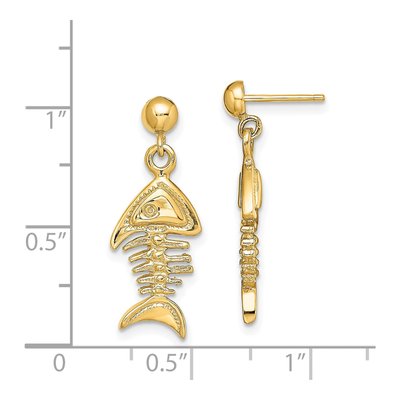 14K Yellow Gold 3-D Fishbone Dangle Earrings – view 5