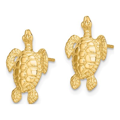 14K Yellow Gold Sea Turtle Stud Earrings – view 3