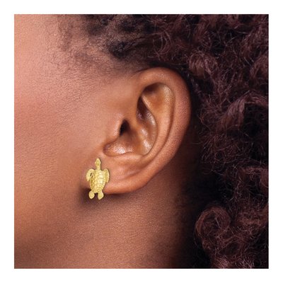 14K Yellow Gold Sea Turtle Stud Earrings – view 4