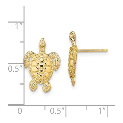 14K Yellow Gold Sea Turtle Stud Earrings – view 5