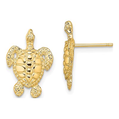 14K Yellow Gold Sea Turtle Stud Earrings