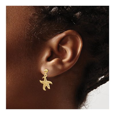 14K Yellow Gold 3D Starfish Dangle Earrings – view 4