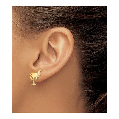 14K Yellow Gold Palm Tree Moon Stud Earrings – view 4