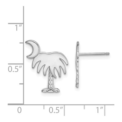 14K White Gold Palm Tree Moon Stud Earrings – view 5