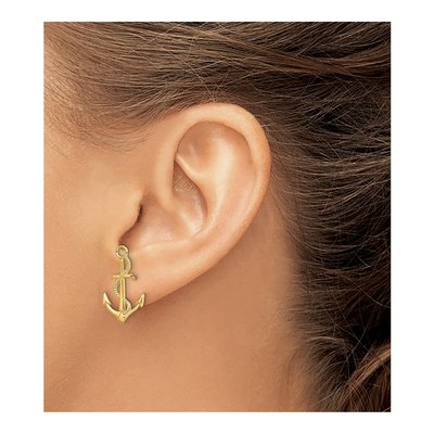 14K Yellow Gold Anchor Rope Dangle Earrings – view 4