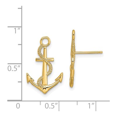 14K Yellow Gold Anchor Rope Dangle Earrings – view 5