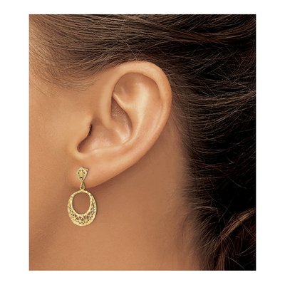 14K Yellow Gold Filigree Circle Dangle Earrings – view 4