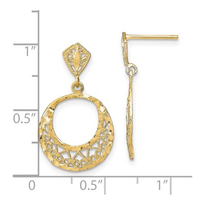 14K Yellow Gold Filigree Circle Dangle Earrings – view 5