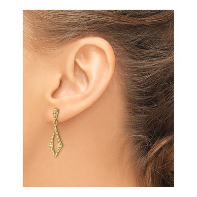 14K Yellow Gold Diamond-Cut Dangle Earrings – view 4