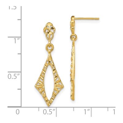 14K Yellow Gold Diamond-Cut Dangle Earrings – view 5