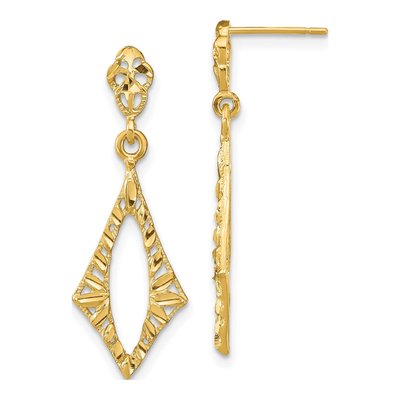 14K Yellow Gold Diamond-Cut Dangle Earrings