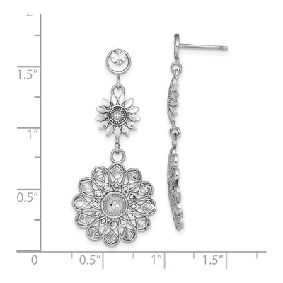 14K White Gold Sunflower Dangle Earrings – view 4