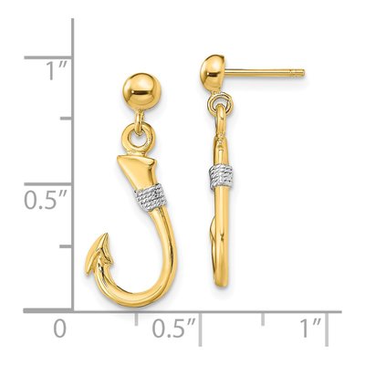 14K Yellow Gold Fish Hook Rope Dangle Earrings – view 5