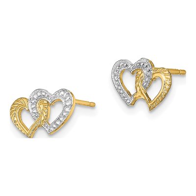 14K Yellow Gold Intertwined Hearts Stud Earrings – view 3