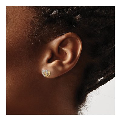 14K Yellow Gold Intertwined Hearts Stud Earrings – view 4