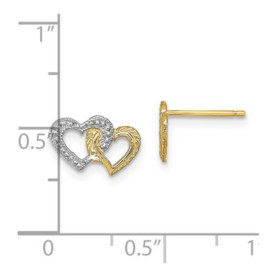 14K Yellow Gold Intertwined Hearts Stud Earrings – view 5