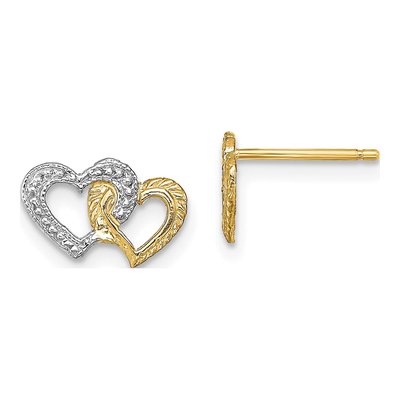 14K Yellow Gold Intertwined Hearts Stud Earrings