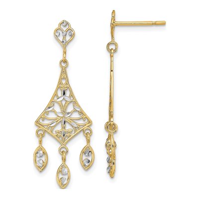 14K Yellow Gold Filigree Chandelier Earrings