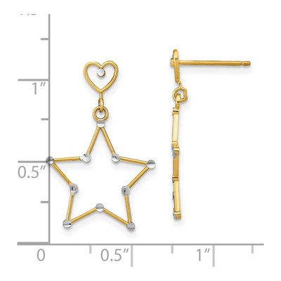 14K Yellow Gold Heart Star Dangle Earrings – view 5
