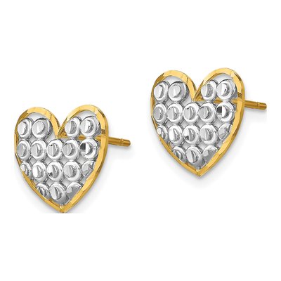 14K Yellow Gold Heart Circle Stud Earrings – view 3