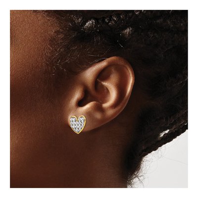 14K Yellow Gold Heart Circle Stud Earrings – view 4