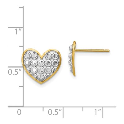 14K Yellow Gold Heart Circle Stud Earrings – view 5