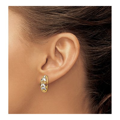 14K Yellow Gold Oval Filigree Dangle Earrings – view 4